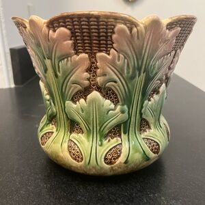 Antique Majolica Cache Pot